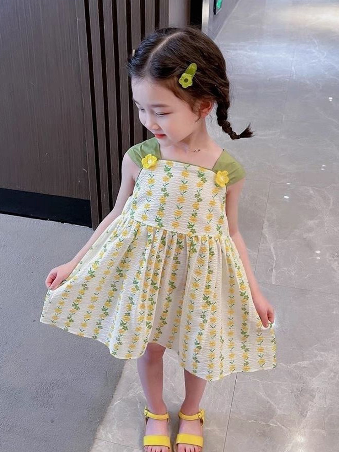 

LULU & SKY Floral Print A-Line Dress, Yellow