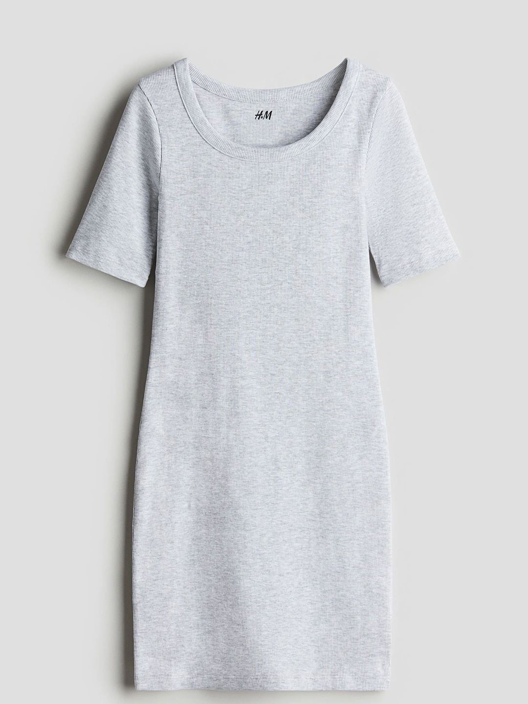 

H&M Ribbed Cotton Dress, Grey