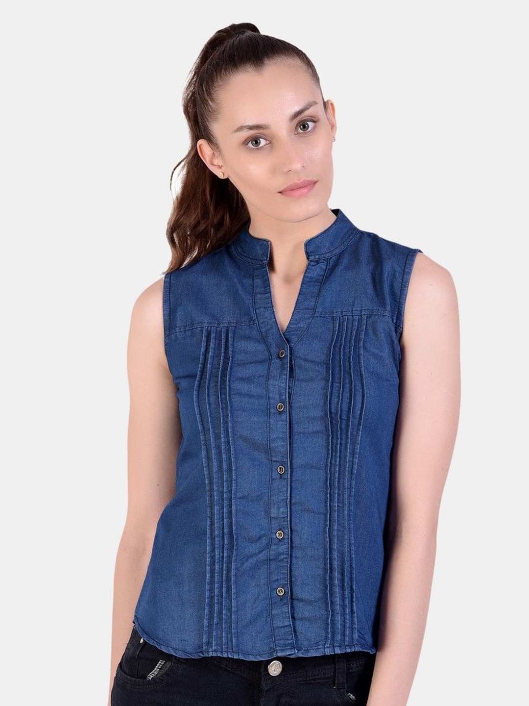 

OOTPTAANG Women Opaque Casual Shirt, Blue