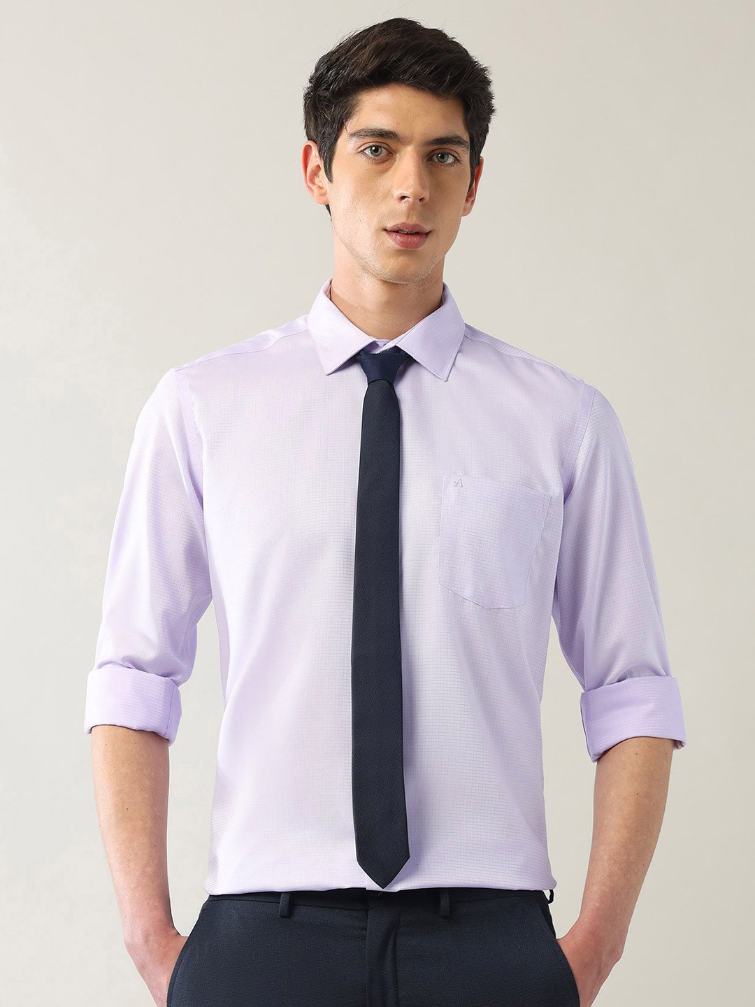 

Arrow Men Slim Fit Opaque Checked Formal Shirt, Purple