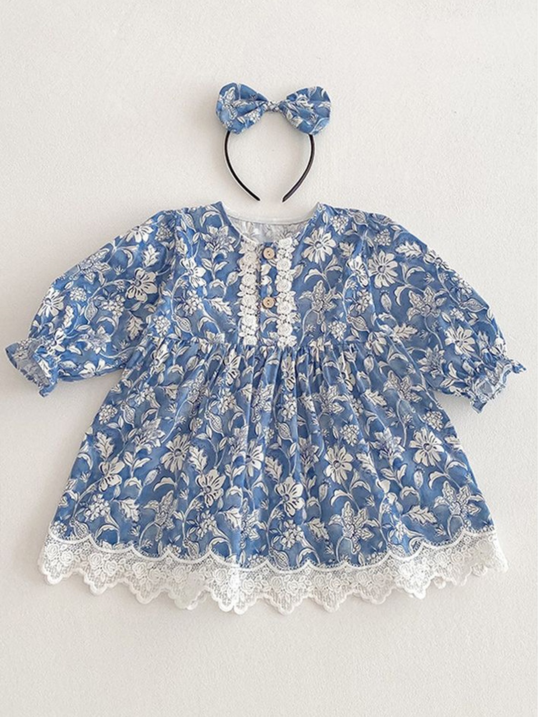 

LULU & SKY Floral Print A-Line Dress, Blue