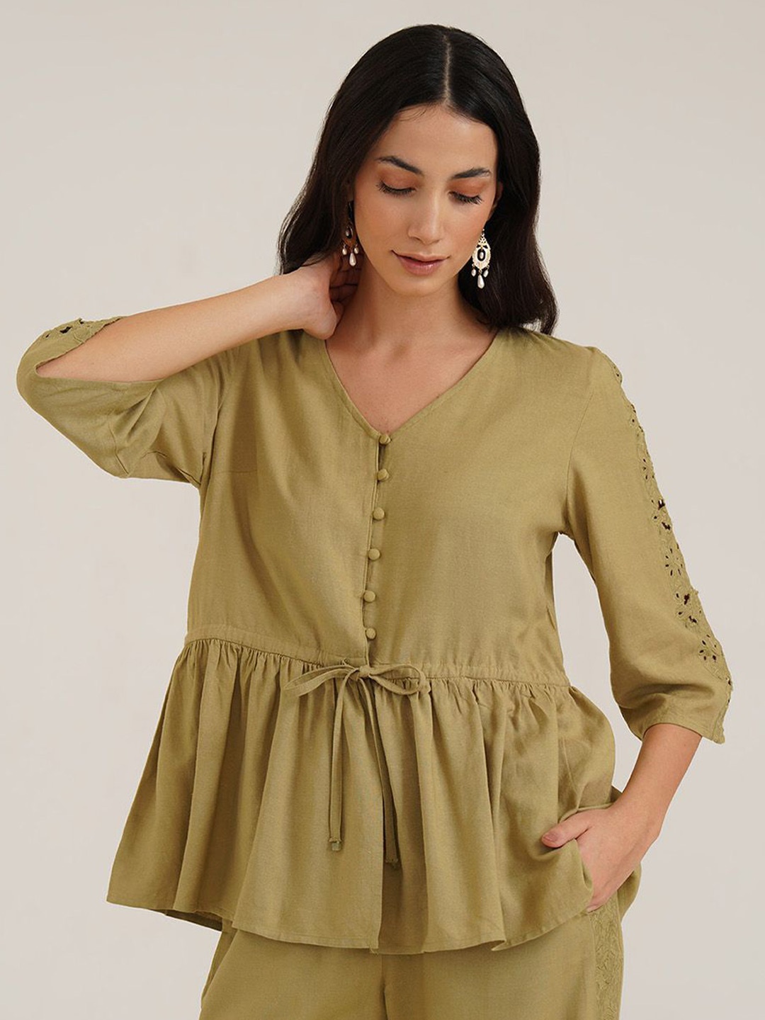 

B77 Linen Top, Green