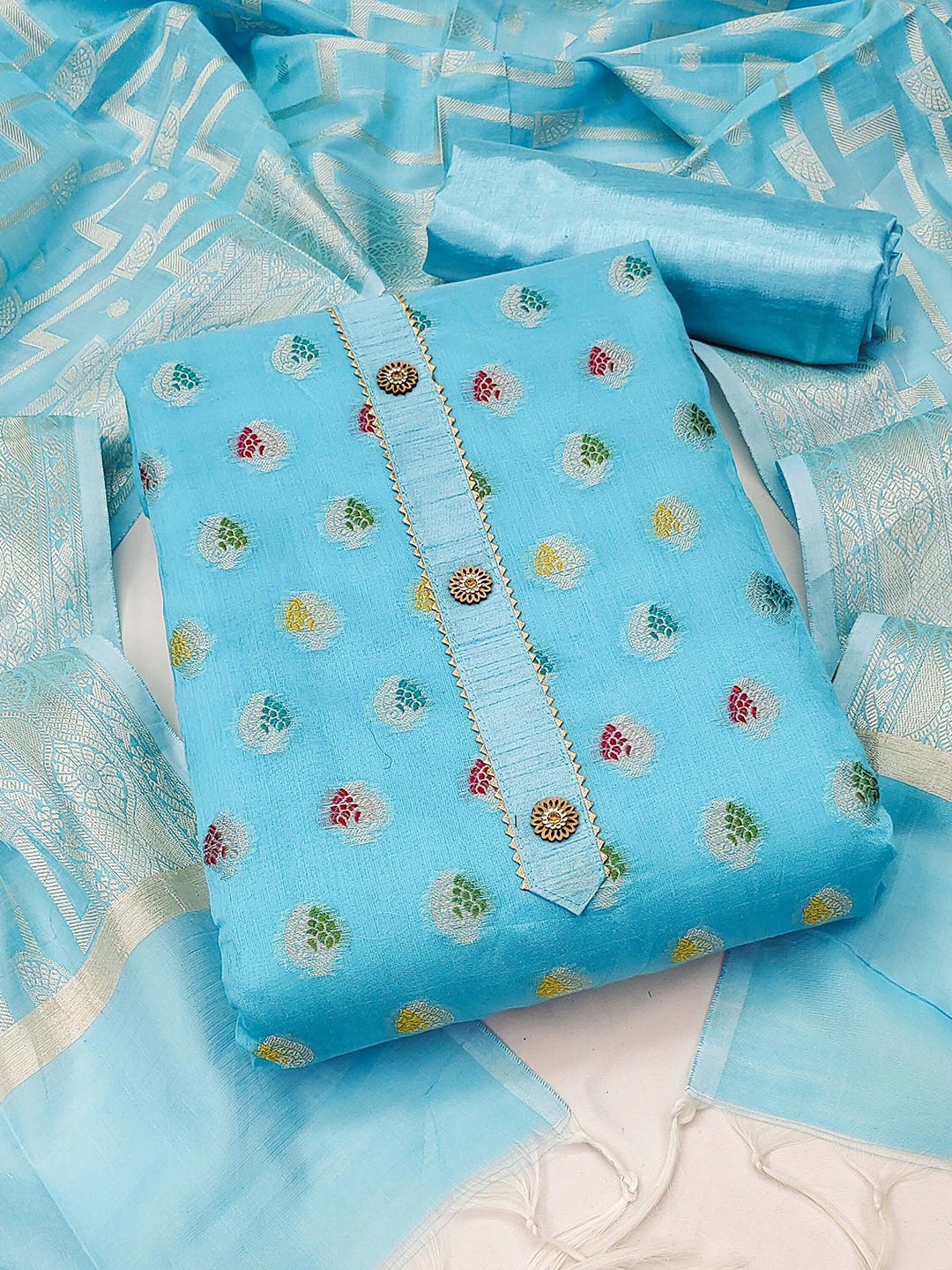 

SAINOOR Semi-Stitched Dress Material, Blue