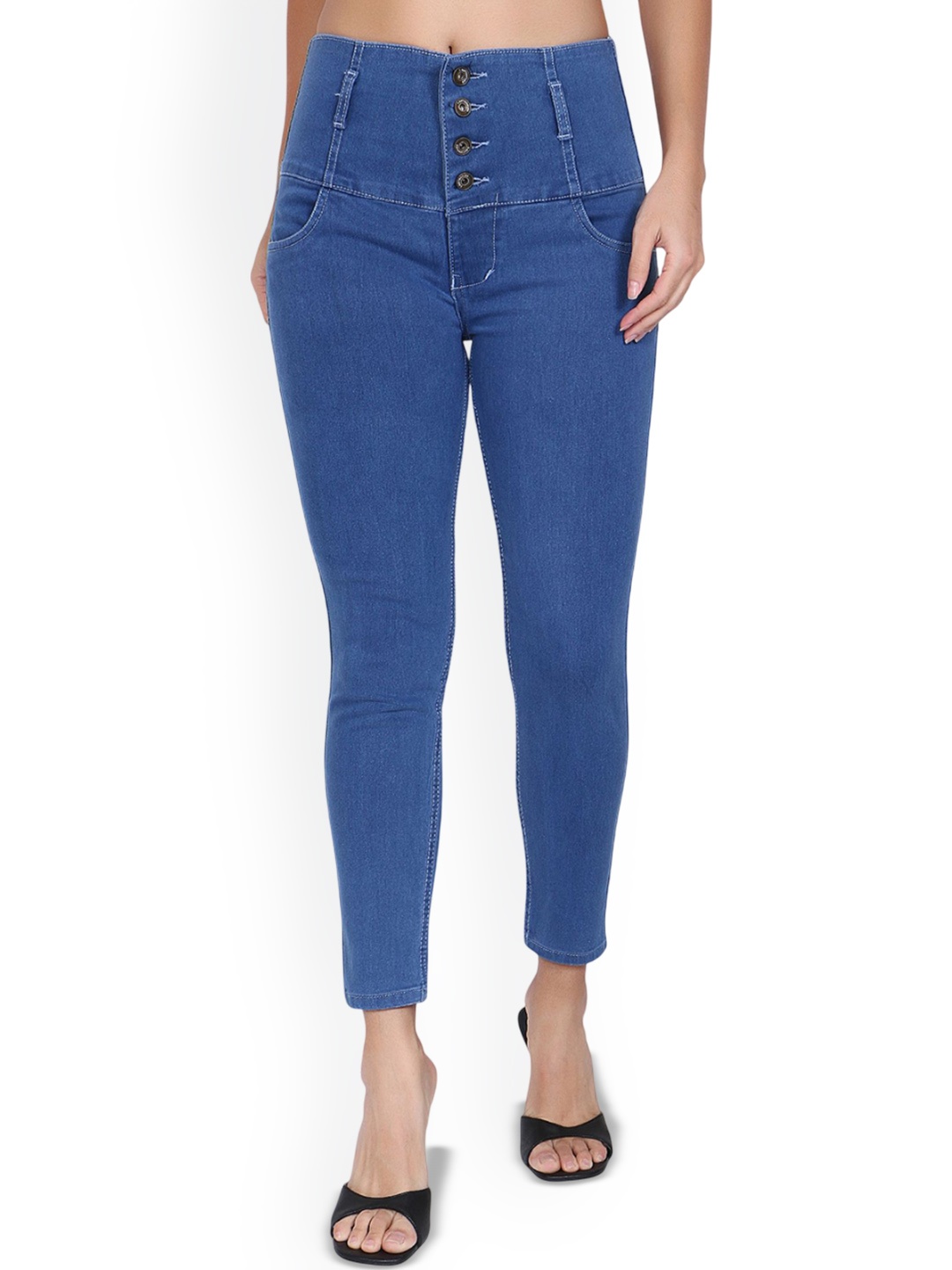 

3BUTTERFLIES Women Skinny Fit High-Rise Stretchable Jeans, Blue