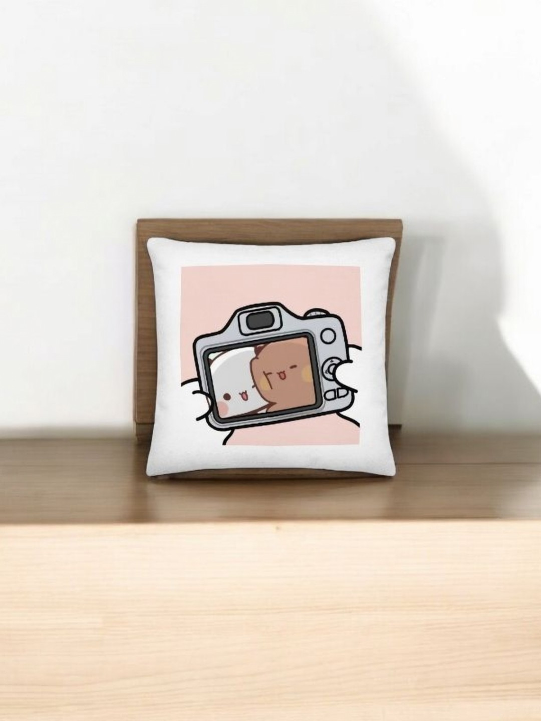 

Anikmart White & Pink Printed Square Shaped Pre-Filled Cushion