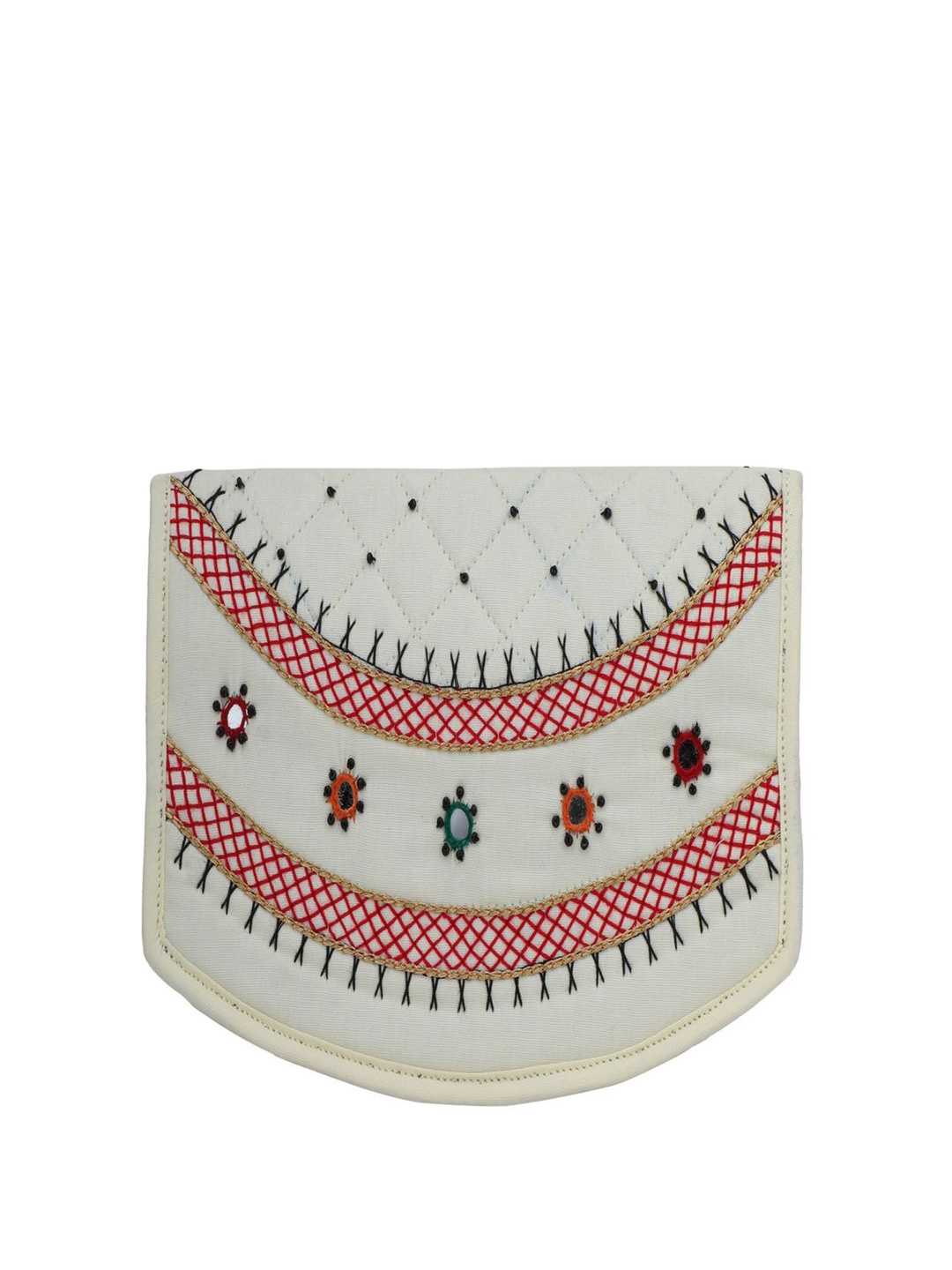 

SriShopify Handicrafts Women Ethnic Motifs Two Fold Wallet, White