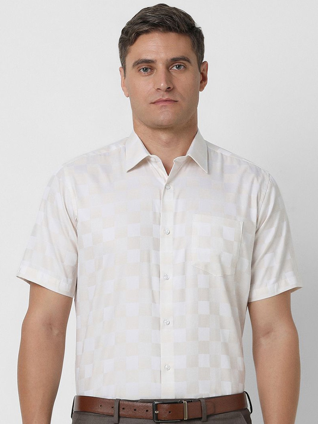 

Van Heusen Men Opaque Checked Party Shirt, White