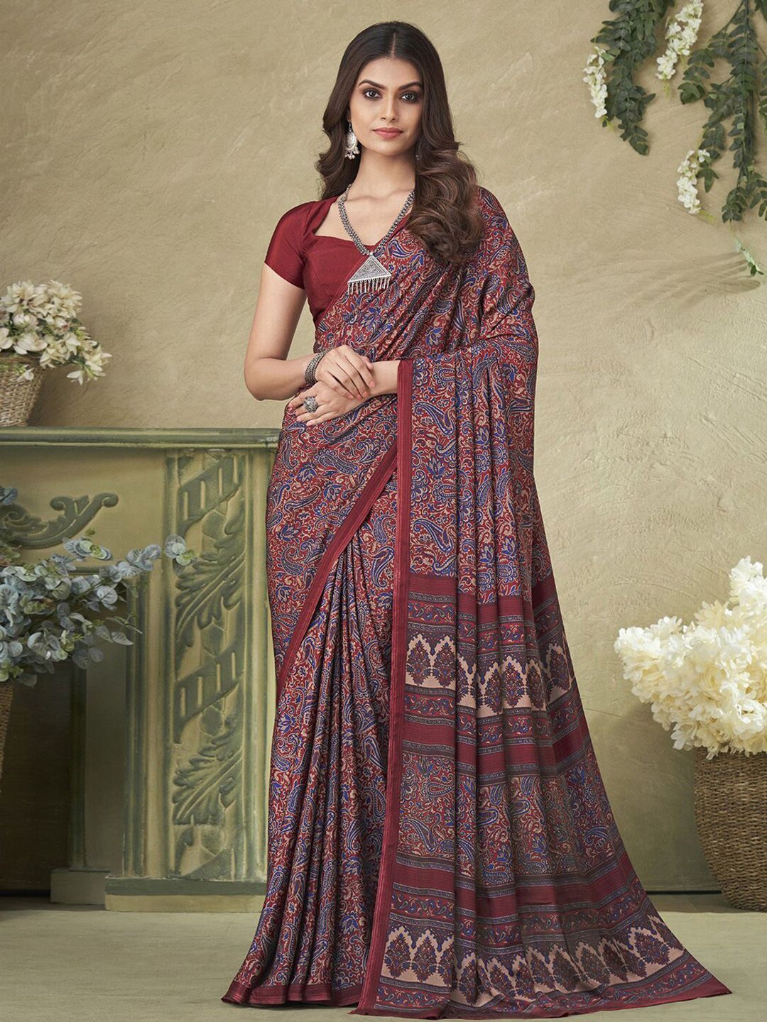 

DIVASTRI Paisley Silk Blend Saree, Purple