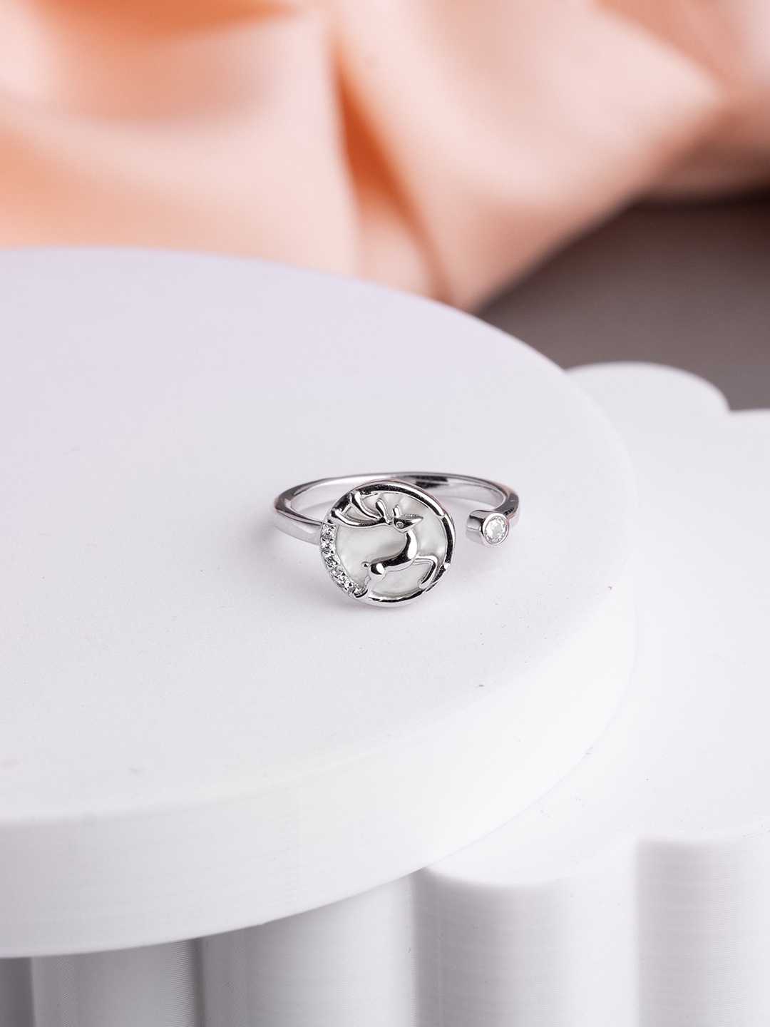

LIORA 925 Silver Jewellery Sterling Silver Rhodium Plated Adjustable Deer Ring
