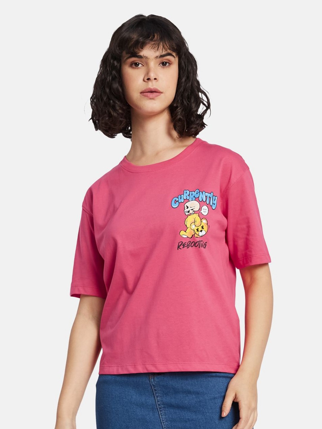

METTLE Women Printed T-shirt, Pink