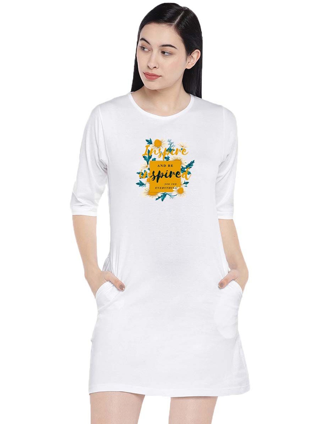 

Moda Rapido Print T-shirt Dress, White