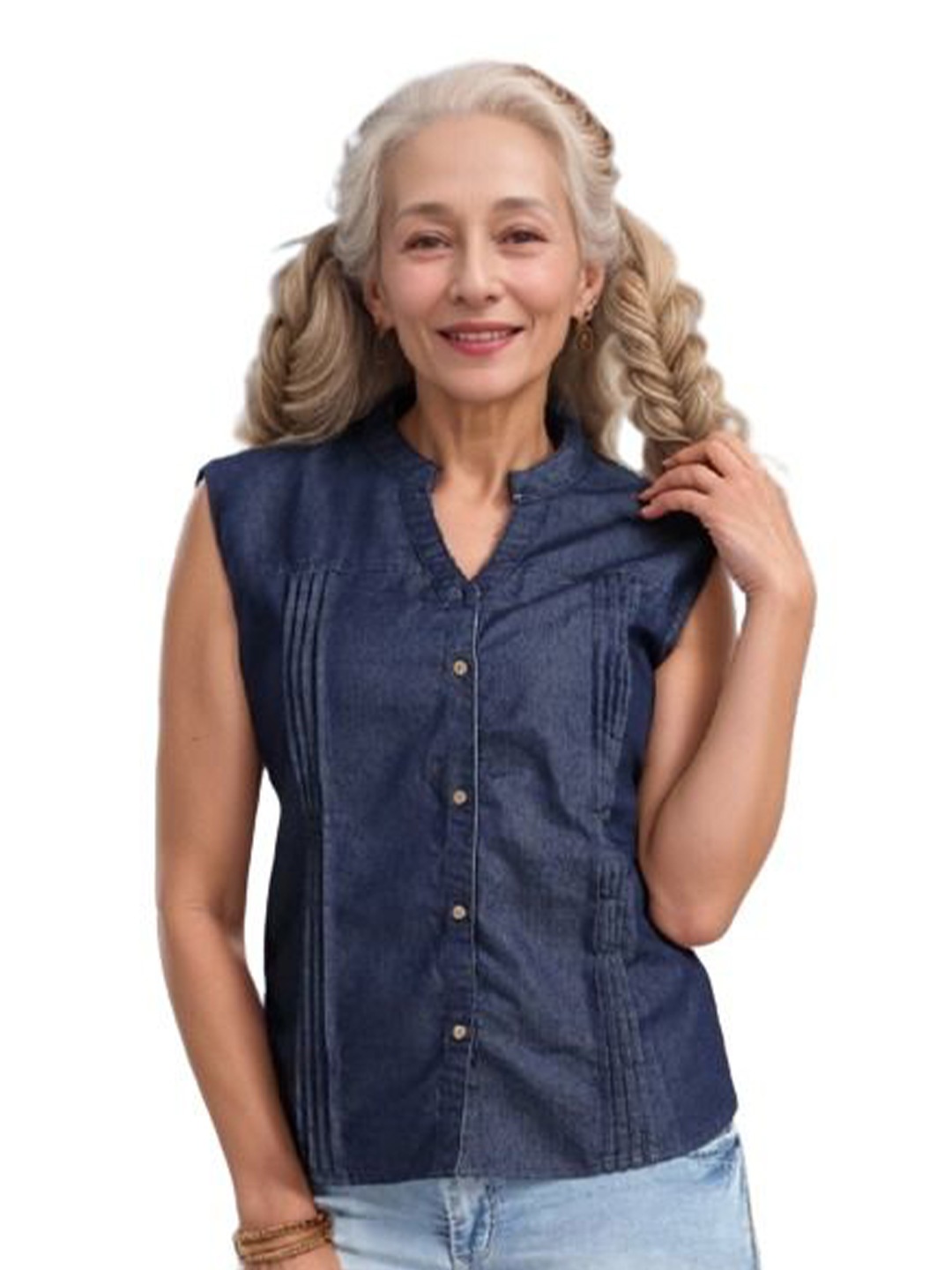 

OOTPTAANG Women Opaque Casual Shirt, Blue
