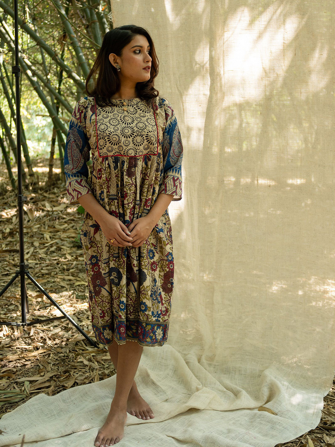 

Uttariya Ethnic Motifs Print Empire Dress, Multi