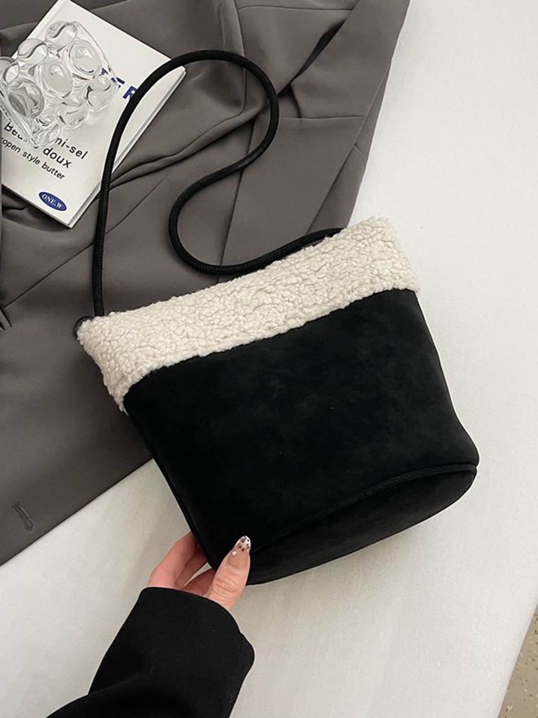 

StyleCast x Revolte Suede Shopper Shoulder Bag, Black