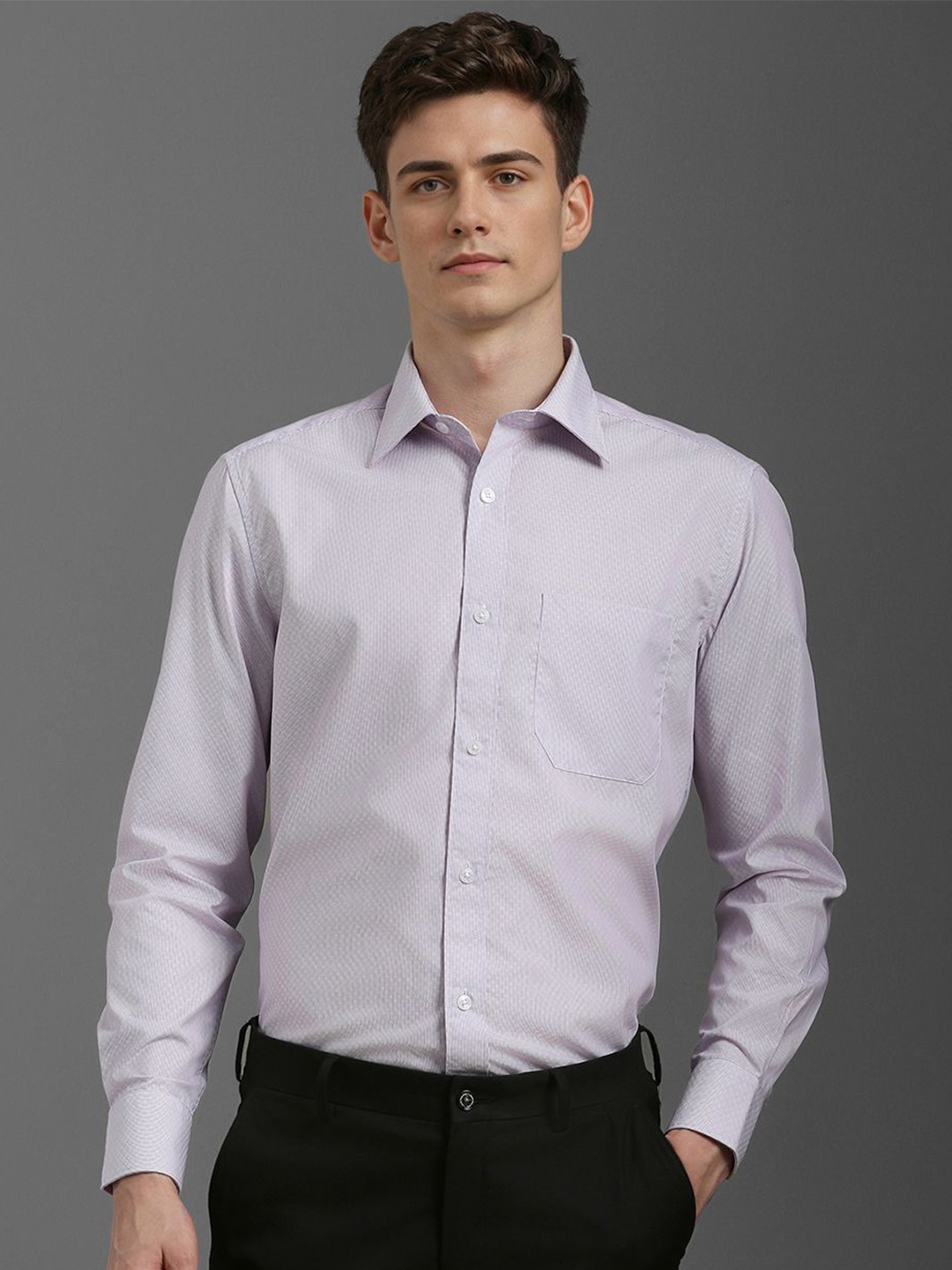 

Louis Philippe Men Opaque Printed Formal Shirt, Purple