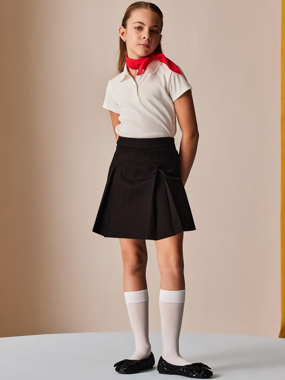 

DeFacto Girls A-Line Above Knee Skirt, Black