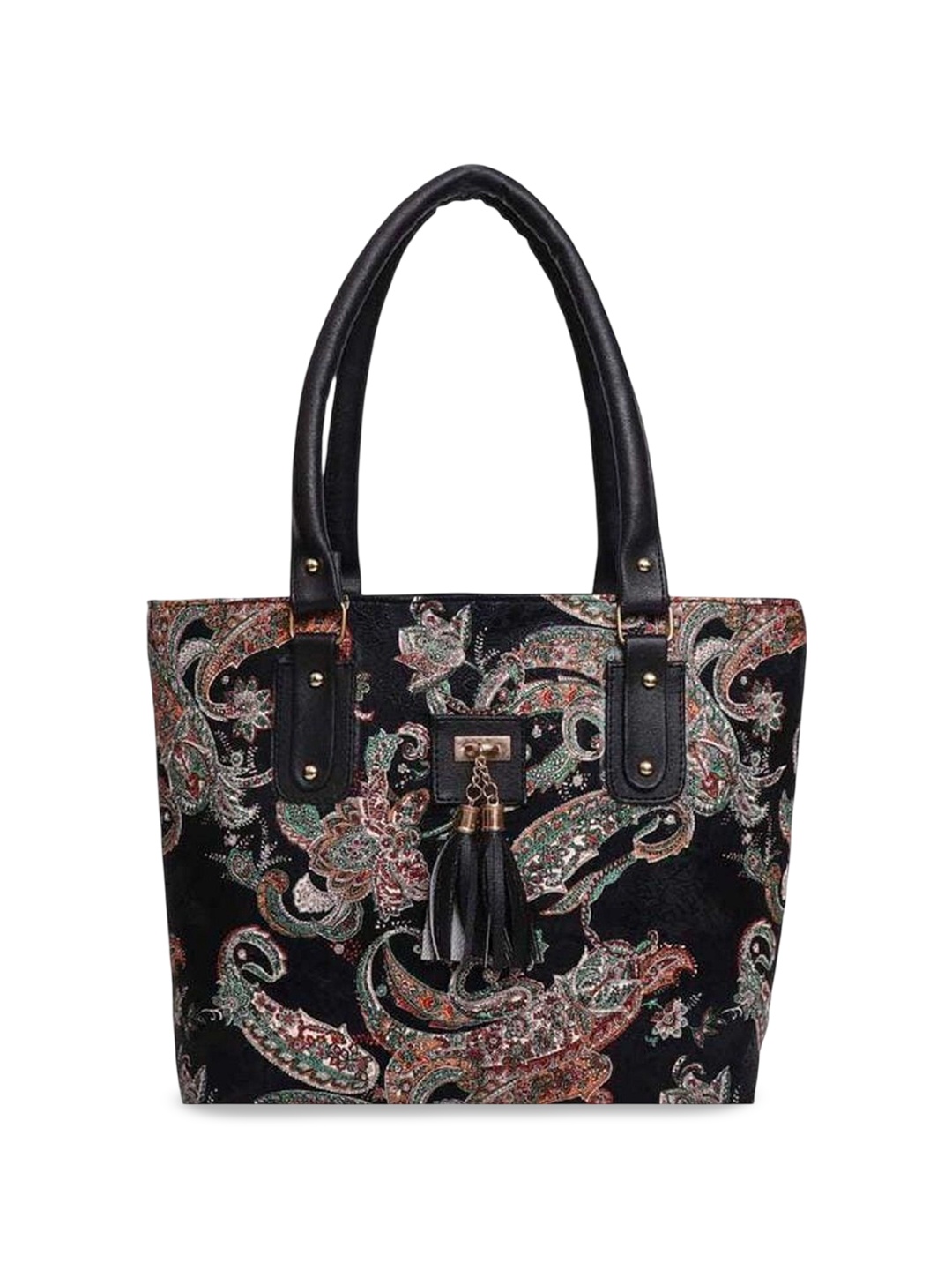 

SDN STAR Printed PU Shopper Shoulder Bag with Tasselled, Maroon