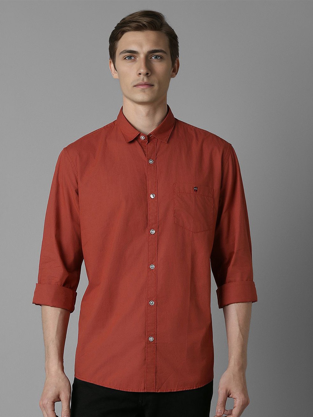 

Louis Philippe Jeans Men Slim Fit Opaque Casual Shirt, Red