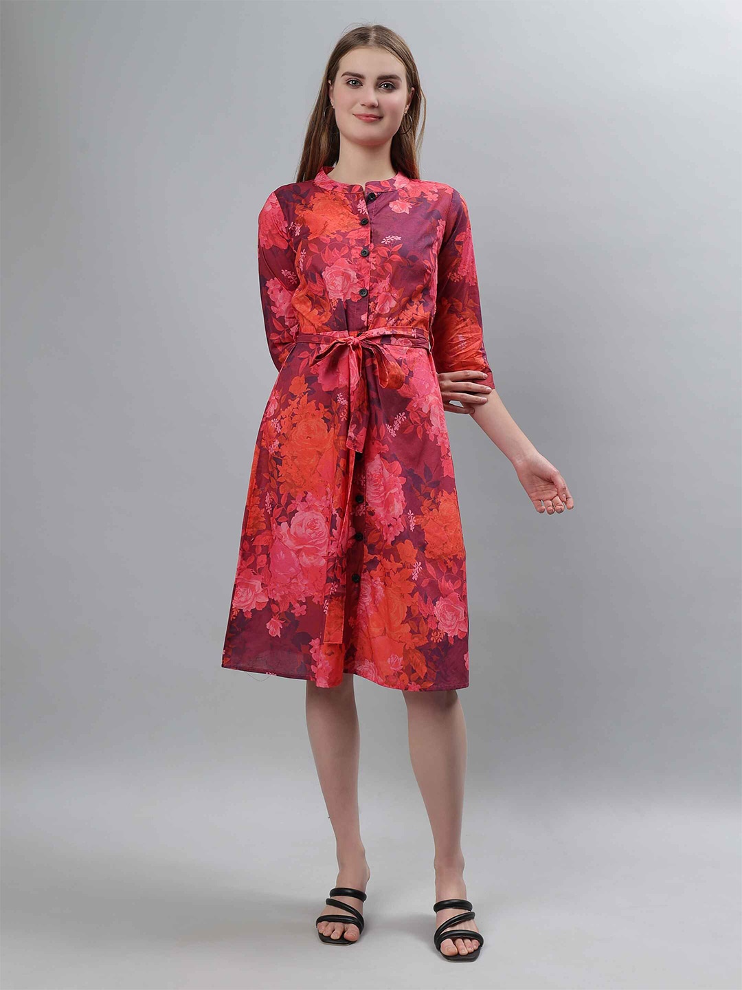 

ETRAANA Print Fit & Flare Midi Dress, Red