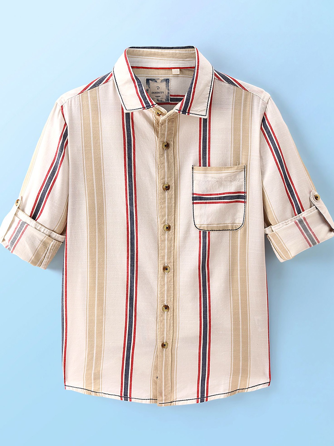 

Infinity Boys Multi Stripes Opaque Striped Casual Shirt, Off white
