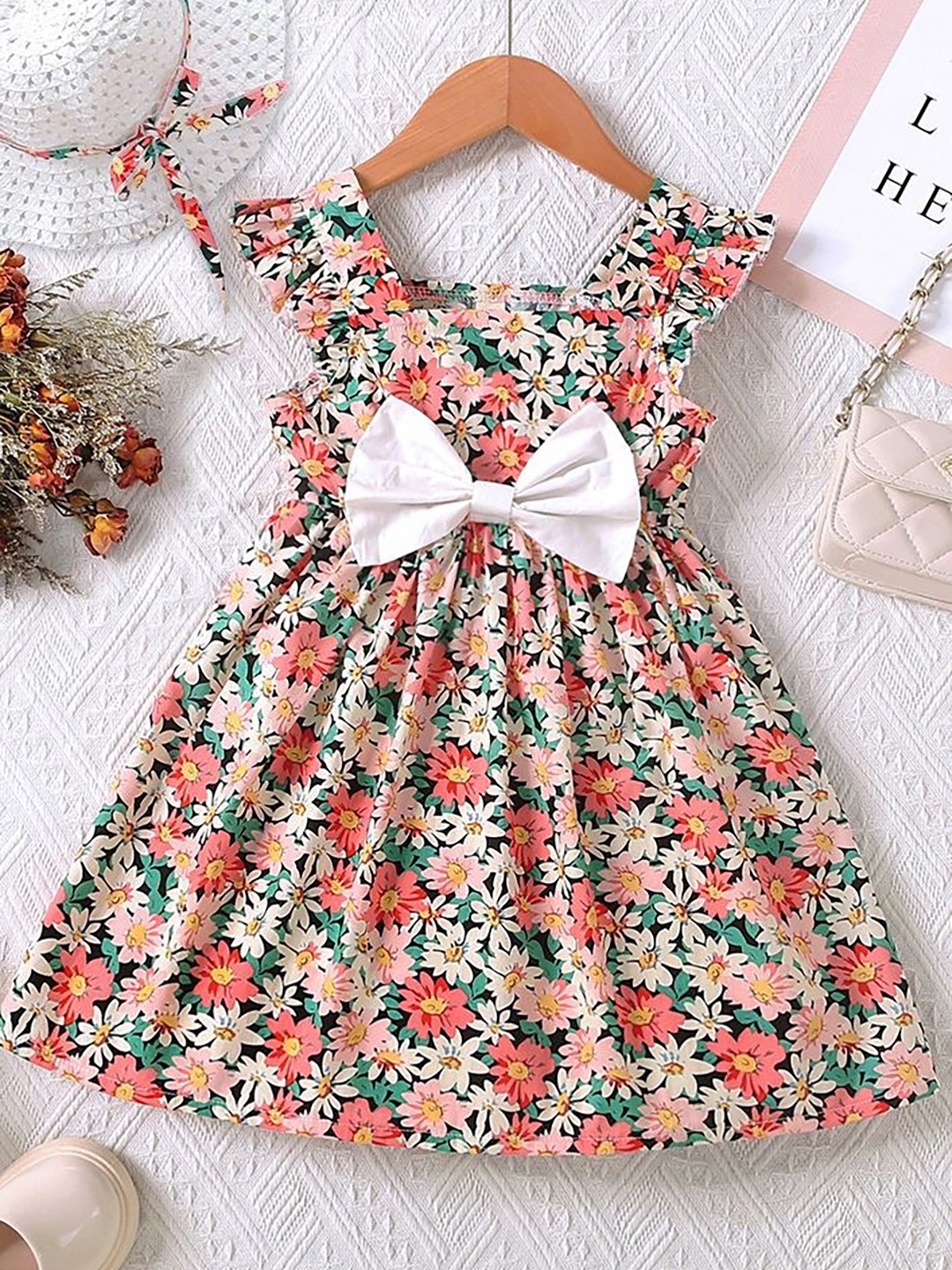 

LULU & SKY Floral Print Fit & Flare Dress, Pink