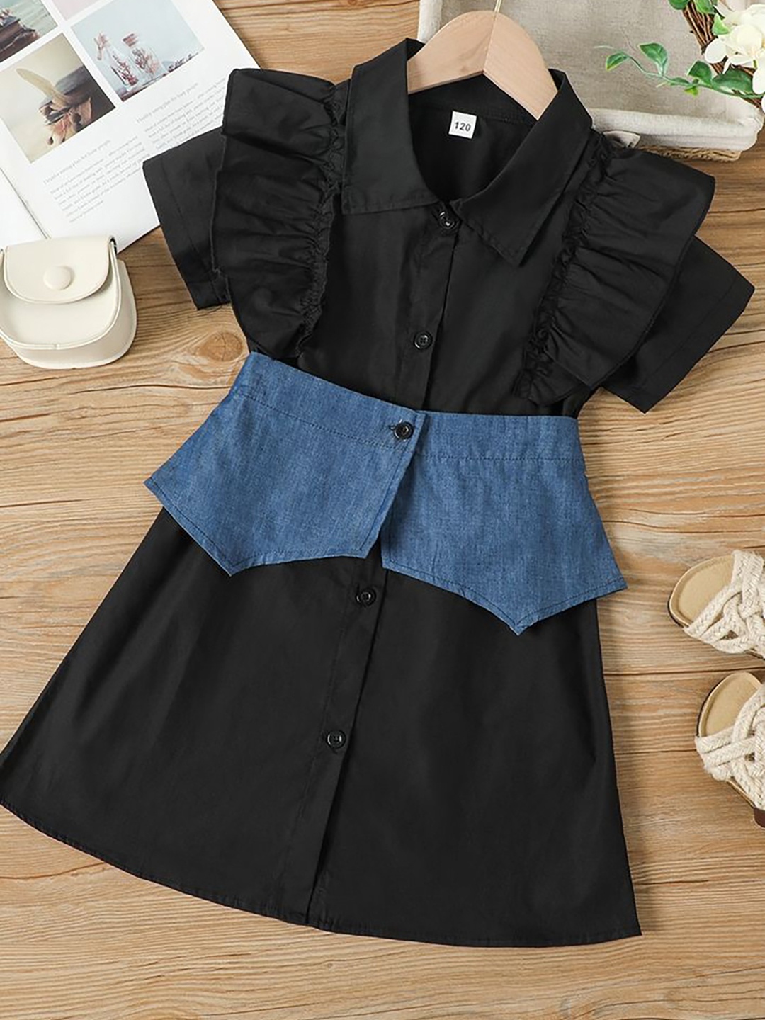 

LULU & SKY Colourblocked A-Line Dress, Black