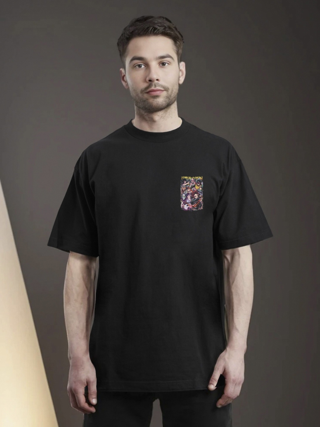 

Moda Rapido Men Printed Applique T-shirt, Black
