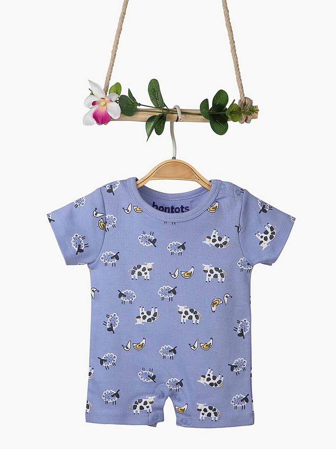 

BONTOTS Infant Boys Printed Cotton Romper, Purple