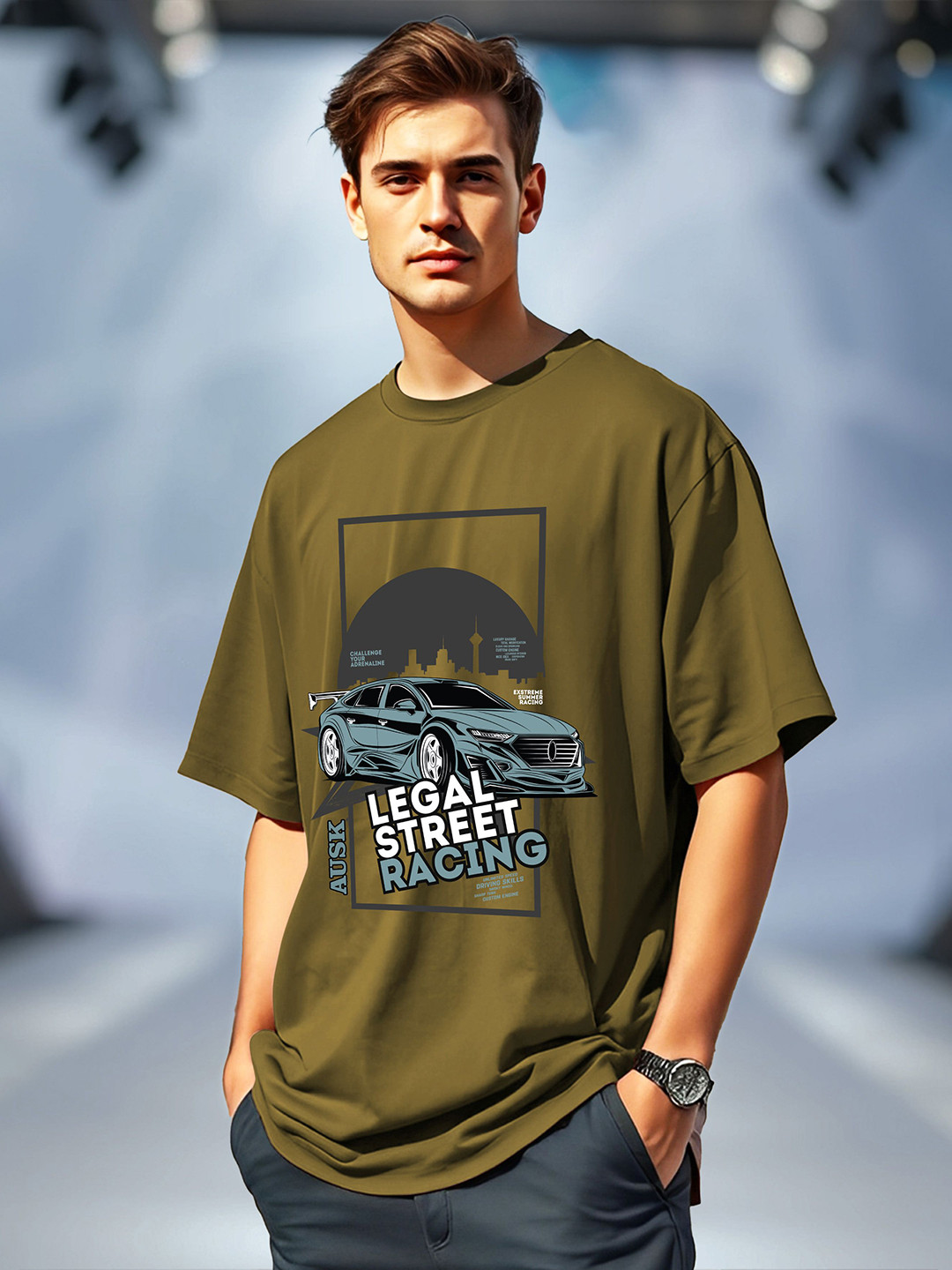 

AUSK Men Printed Raw Edge T-shirt, Green