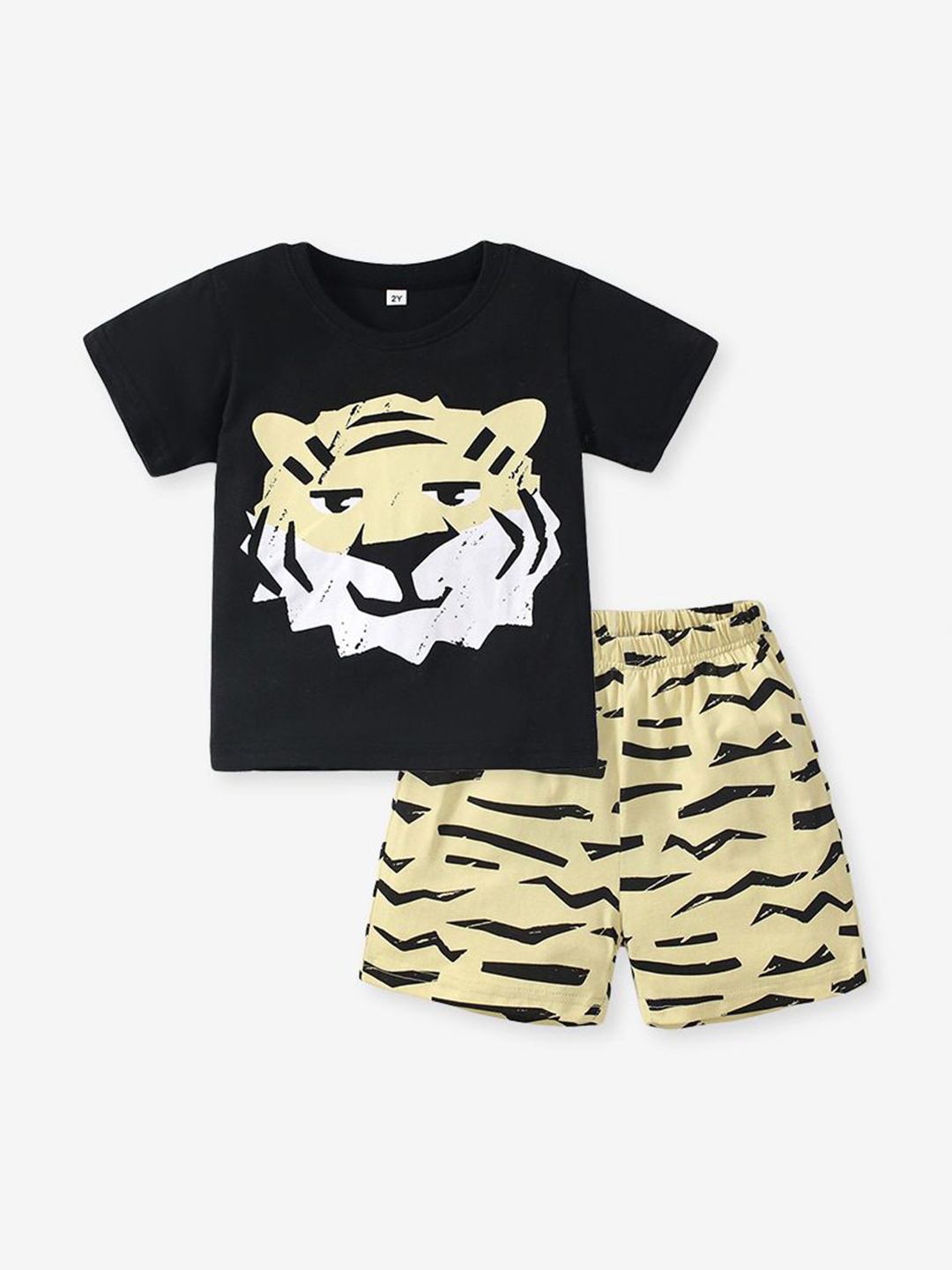 

YK Boys Printed T-shirt with Shorts, Black