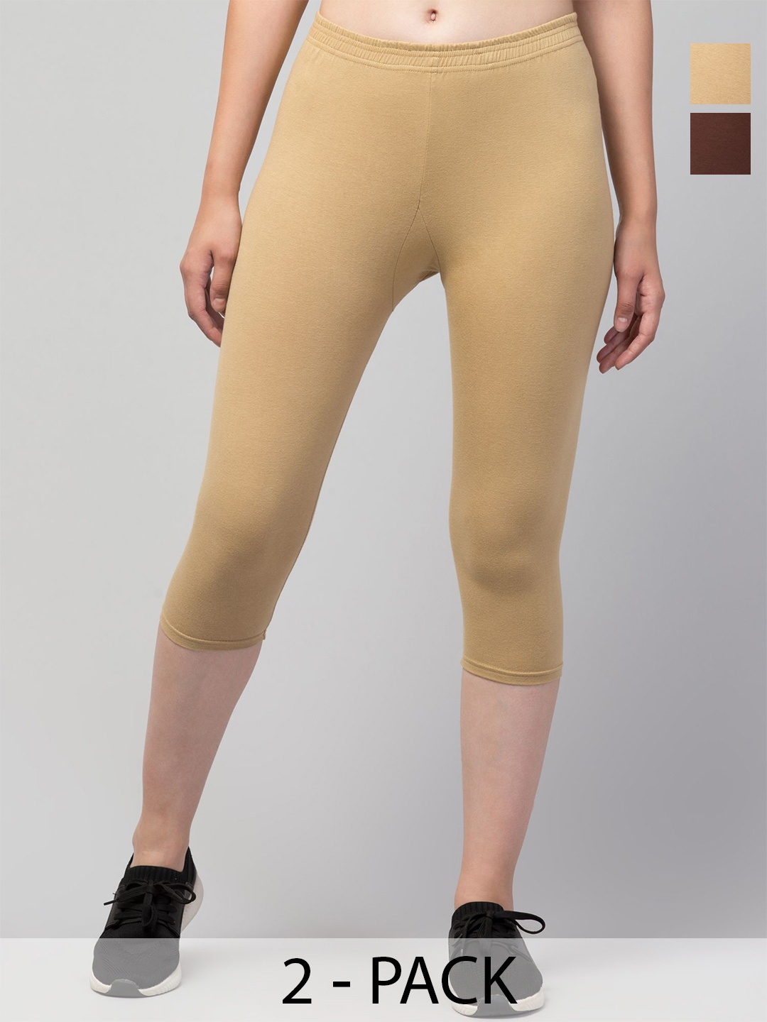 

UllasPemium Women Skinny Fit Capris, Brown