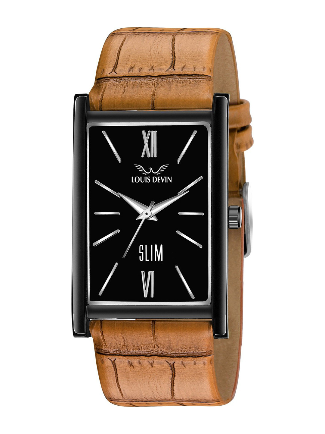 

LOUIS DEVIN Men Brass Embellished Dial & Bracelet Style Straps Analogue Watch LD-BK052-BLK-BRW_NEW, Brown