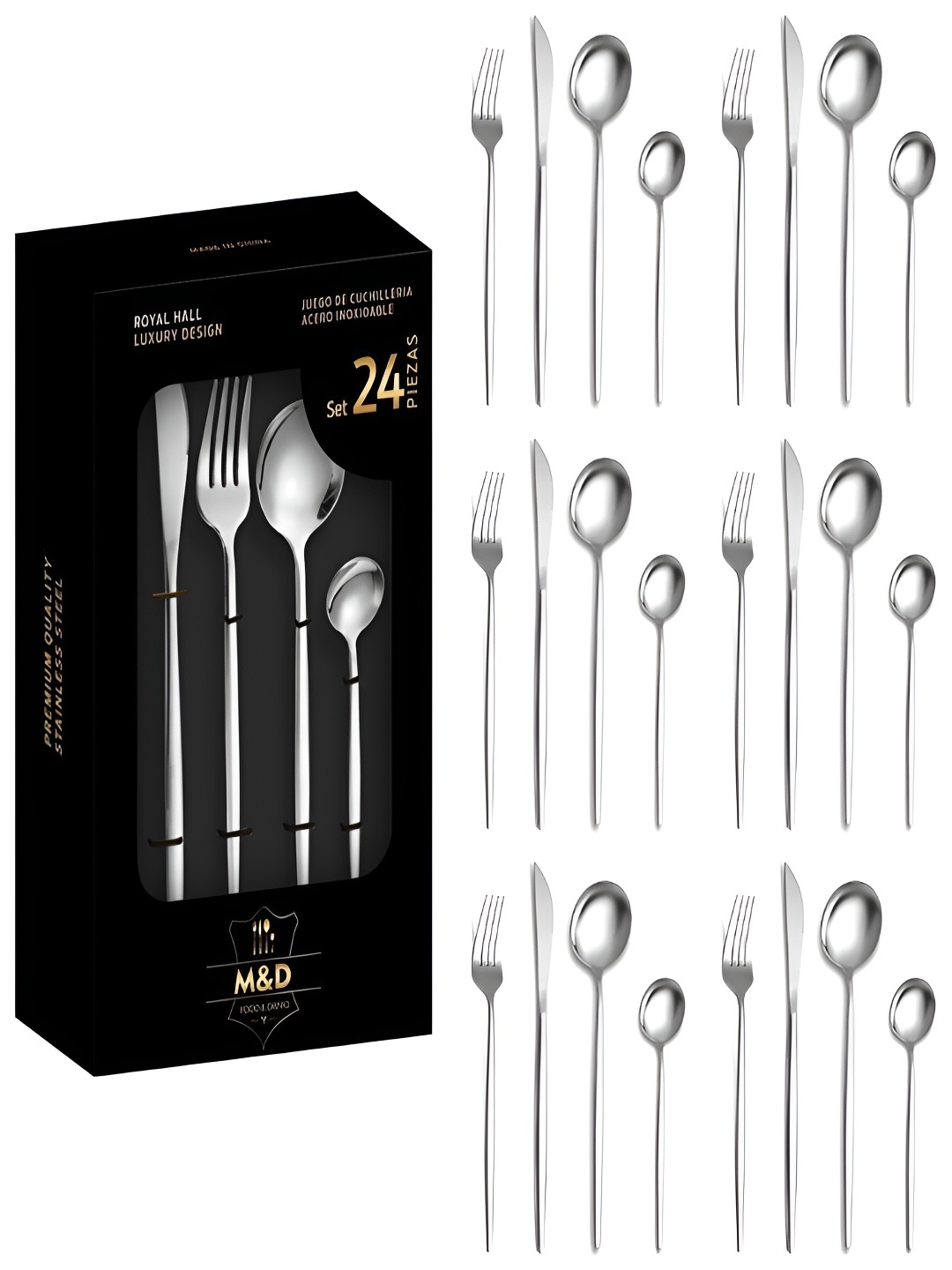 

YELONA Unisex Silver Cutlery Set