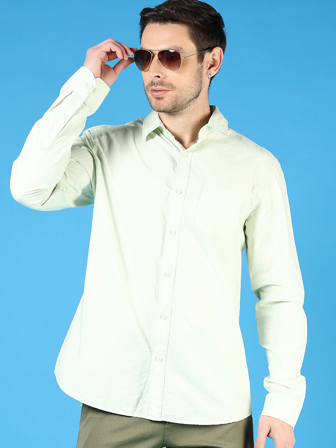 

V-Mart Men Opaque Casual Shirt, Green