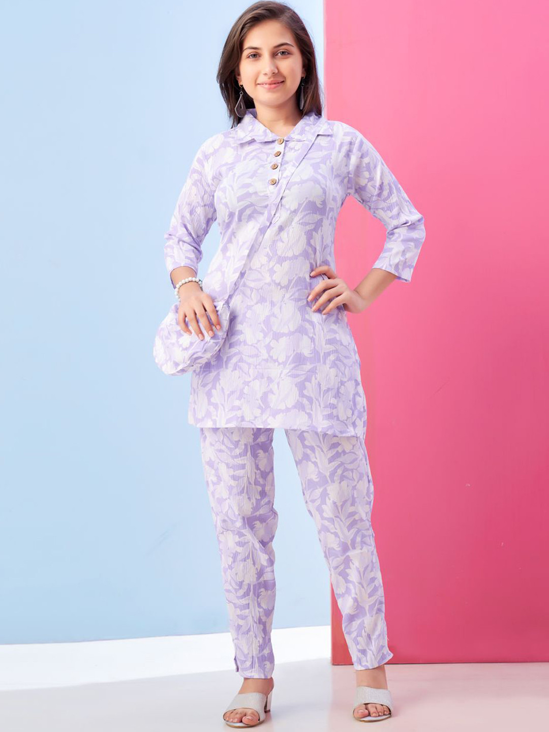 

Aarika Printed Tunic with Trousers, Purple