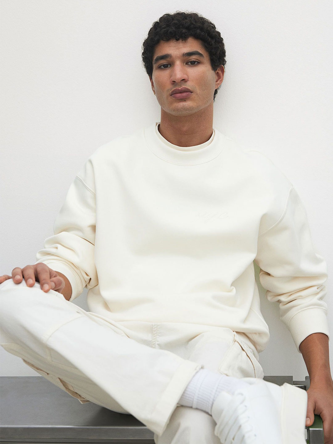 

H&M Loose Fit Printed Sweatshirt, White
