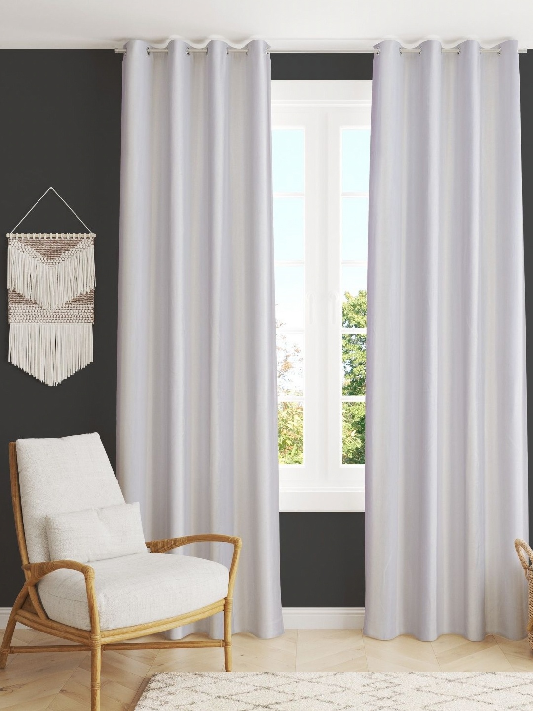 

Galaxy Home Decor White Set of 2 Long Door Curtain