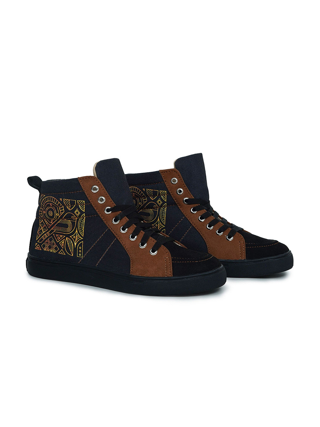 

KobSook Men Woven Design Suede Fashion, Black