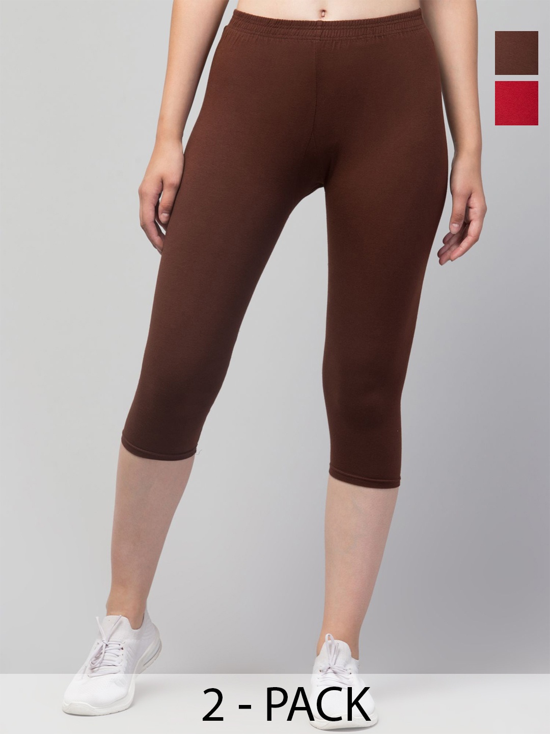 

UllasPemium Women Skinny Fit Capris, Brown