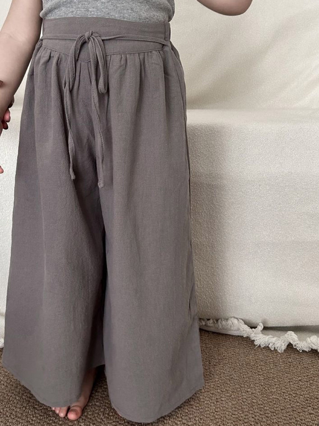 

LULU & SKY Girls Loose Fit High-Rise Culottes Trousers, Grey