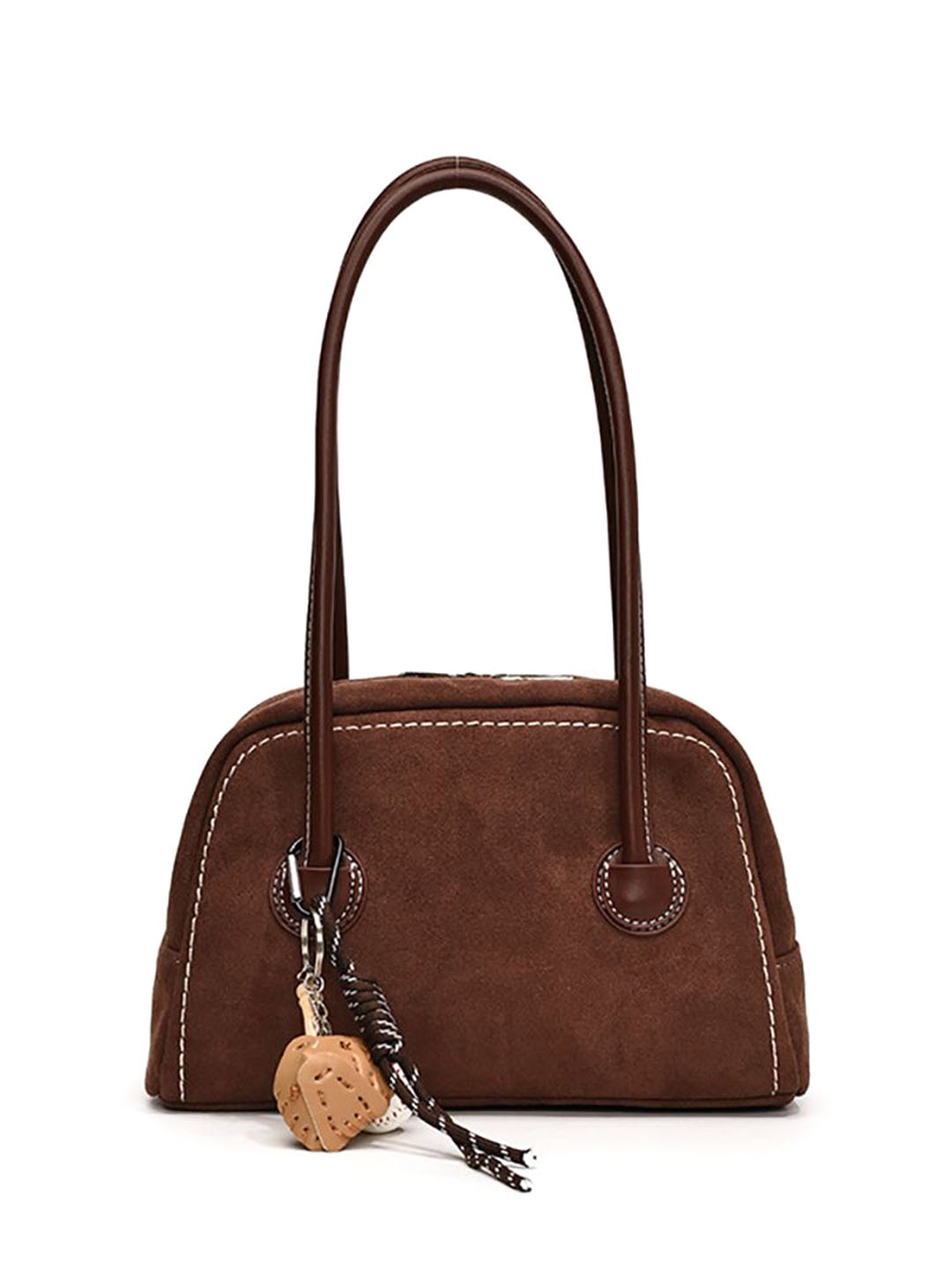 

StyleCast x Revolte Suede Swagger Shoulder Bag, Coffee brown