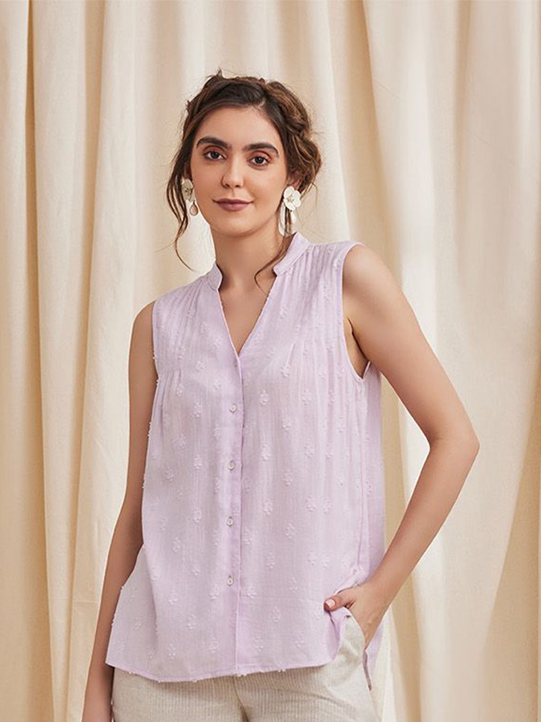 

B77 Striped Organic Cotton Top, Lavender