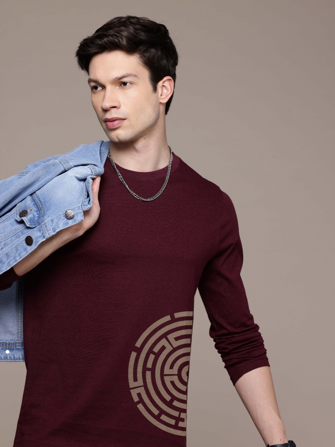 

Moda Rapido Men Printed T-shirt, Burgundy