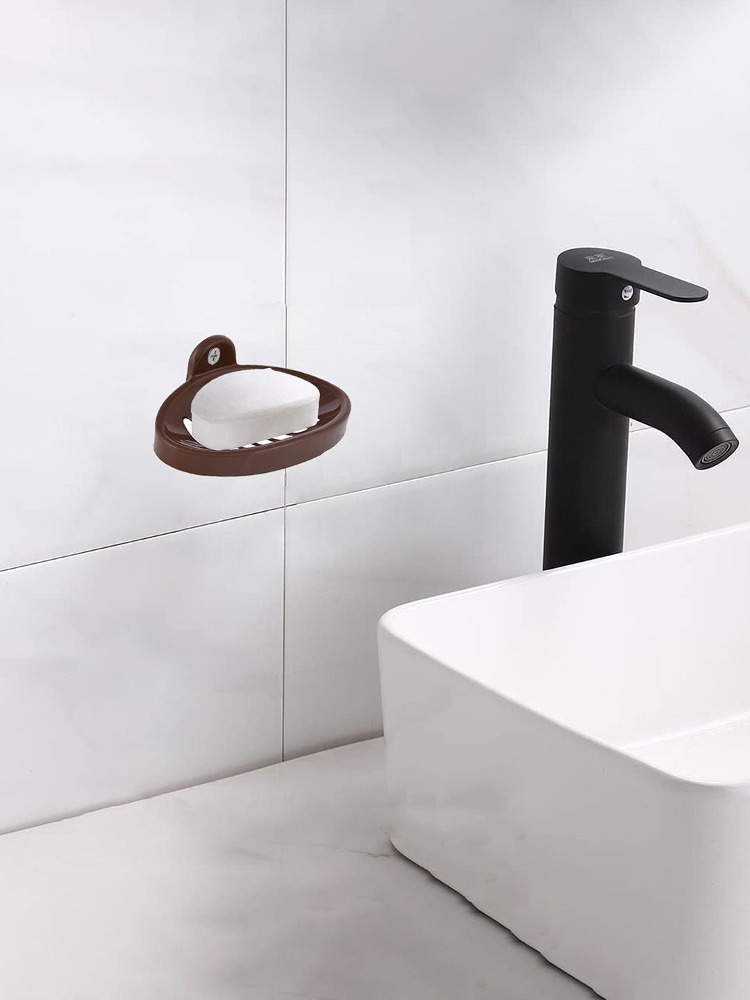 

Kuber Industries Brown Solid Plastic Soap Dish