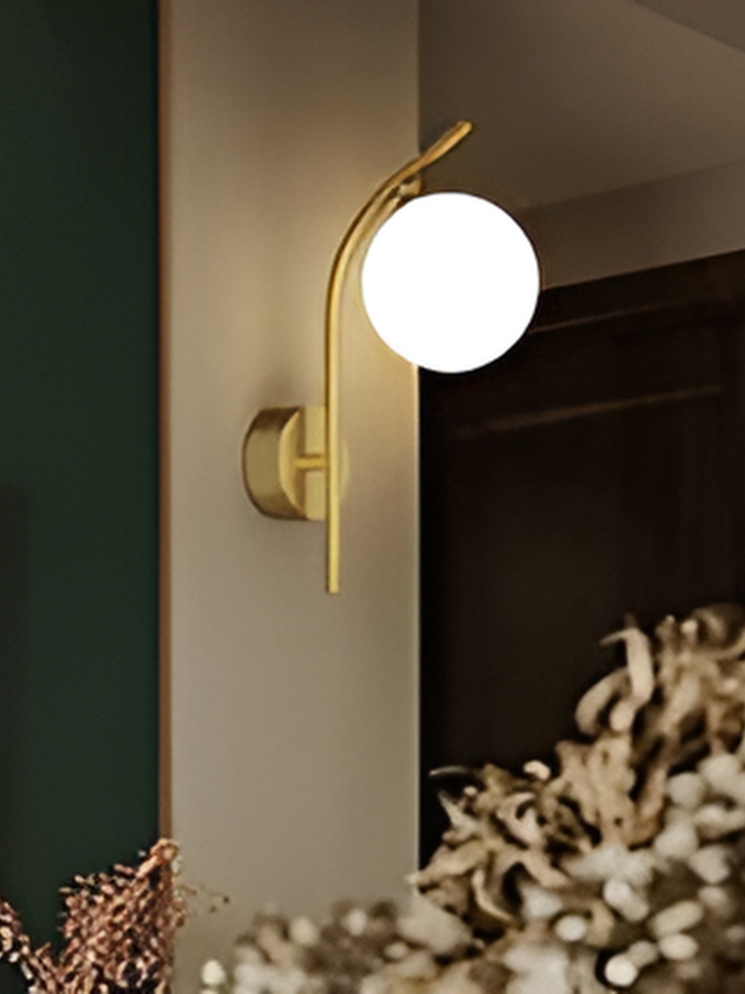

GAUVIK Gold-Toned & White Metal Quirky Spherical Shaped Wall Lamp