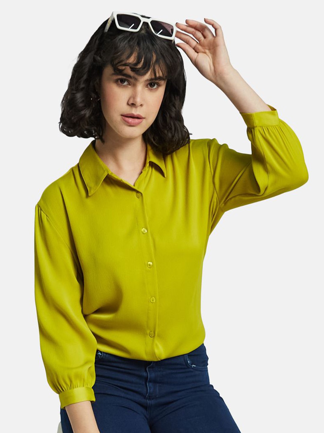 

METTLE Women Opaque Casual Shirt, Sea green