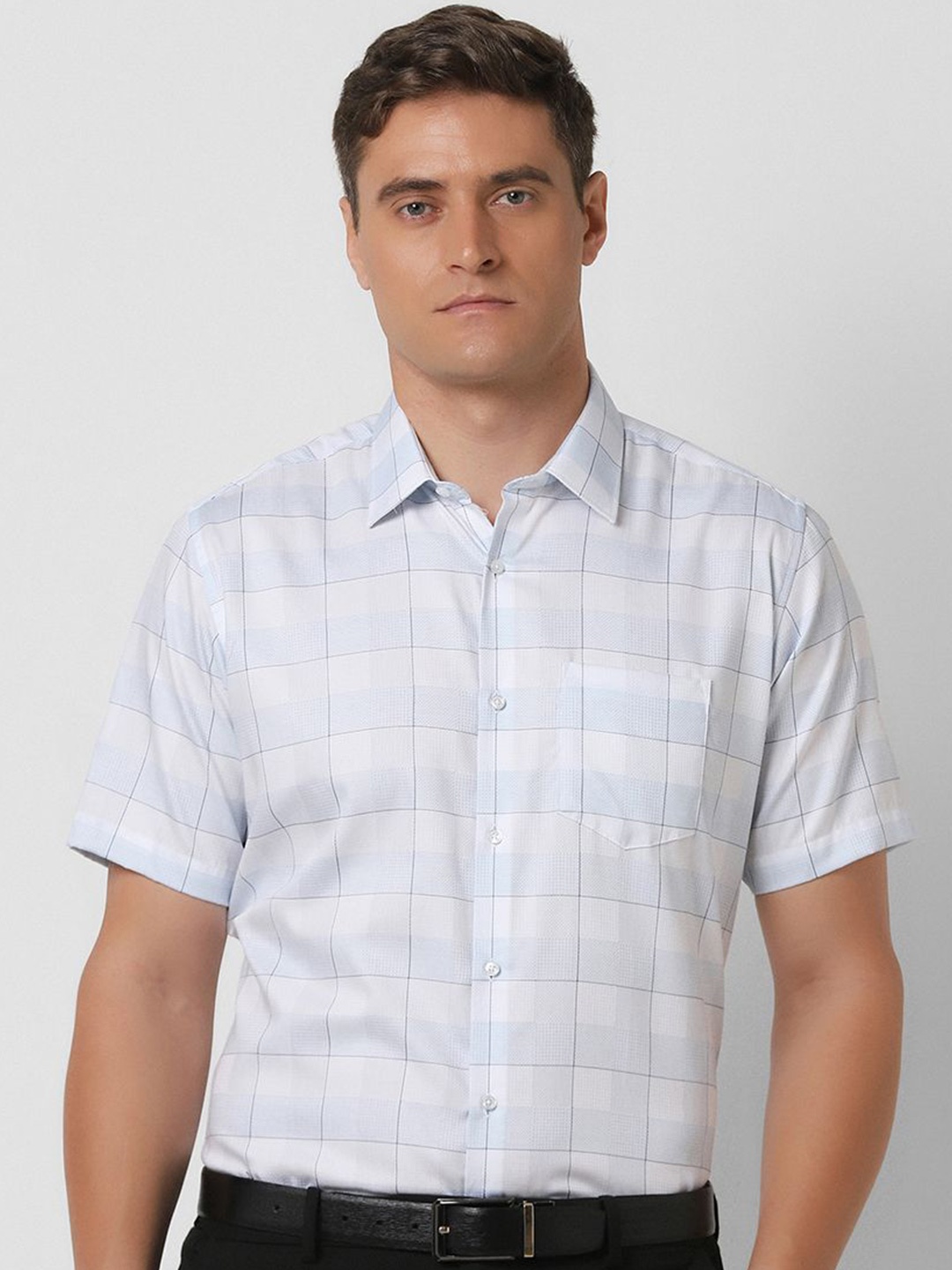 

Van Heusen Men Opaque Checked Party Shirt, White