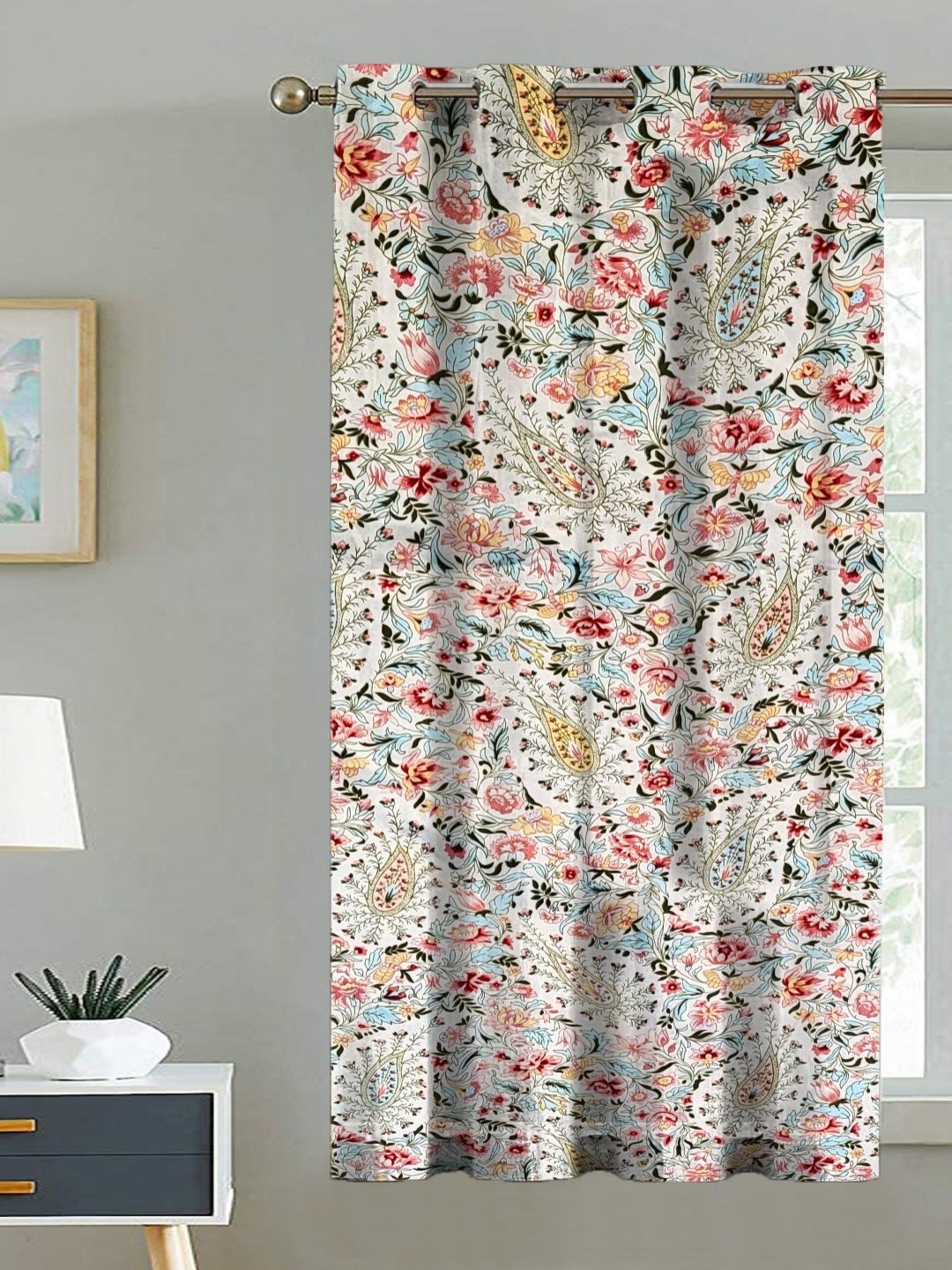 

ANA White & Red Floral Room Darkening Window