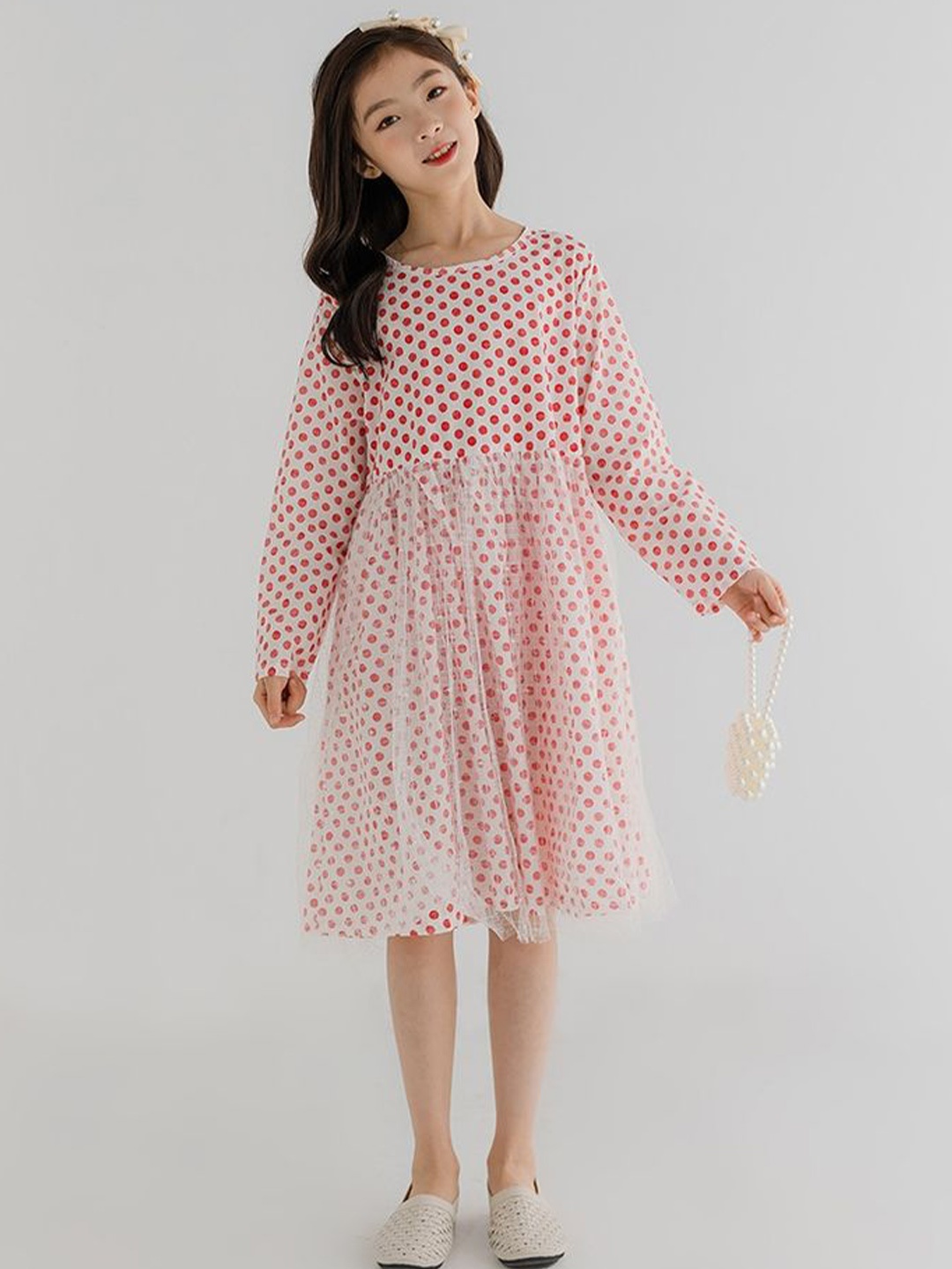 

LULU & SKY Polka Dot Print A-Line Dress, Red