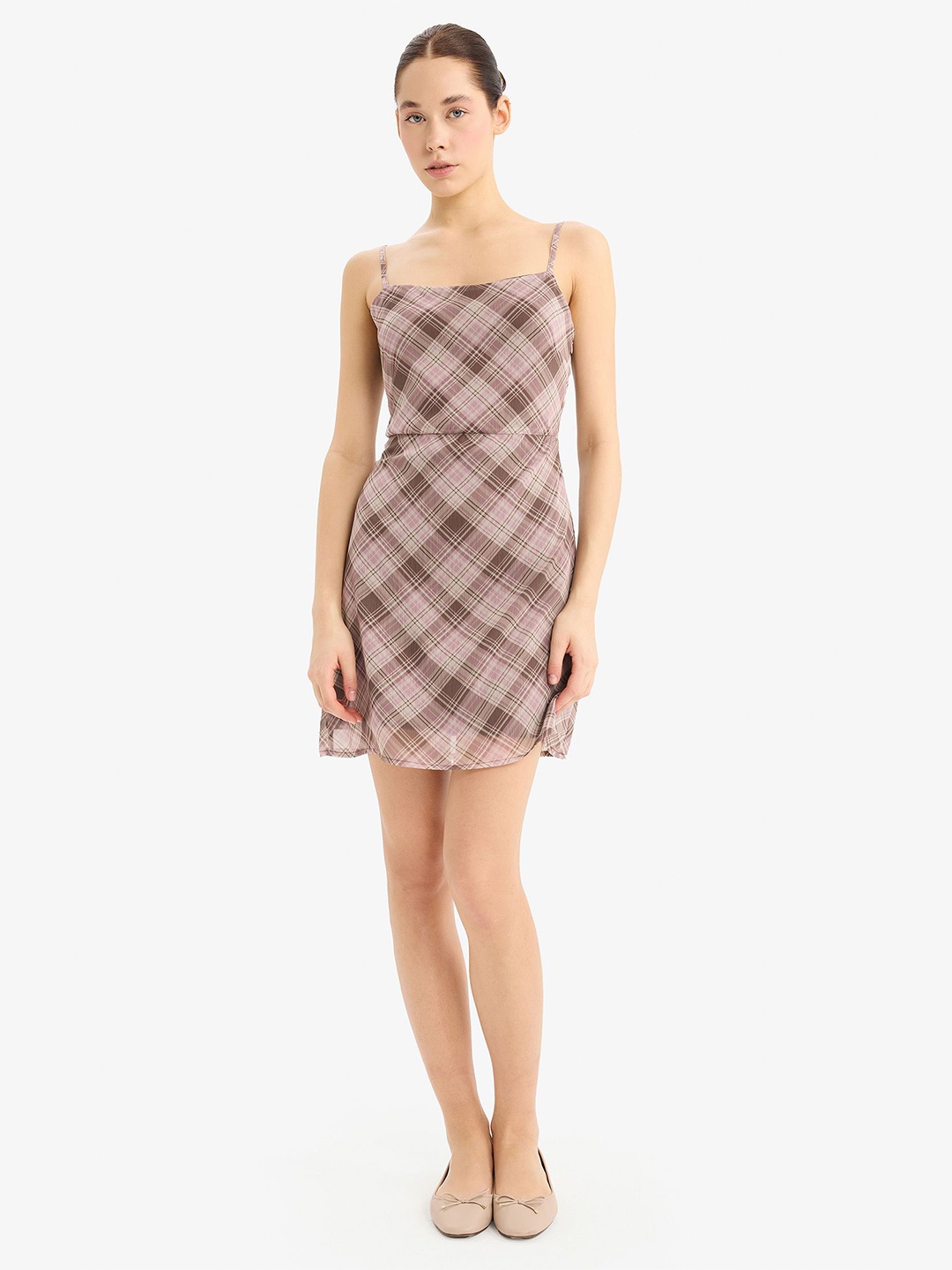 

DeFacto Checked Sheath Dress, Na